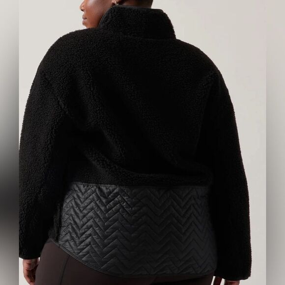 NWT ATHLETA Cozy Sherpa Snap Sweatshirt Size XL Black - Picture 4 of 16